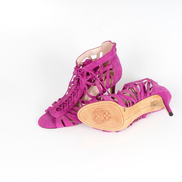 NWT Vince Camuto pink suede lace up heels - 10 - Picture 3 of 5